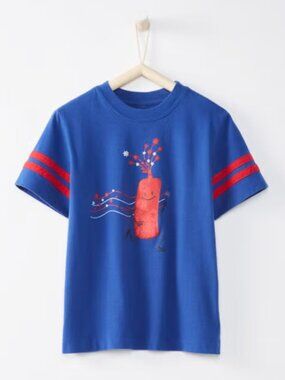 Hanna Andersson Dynamite 4th of July Blue and Red Sueded Jersey Tee Sz 3T